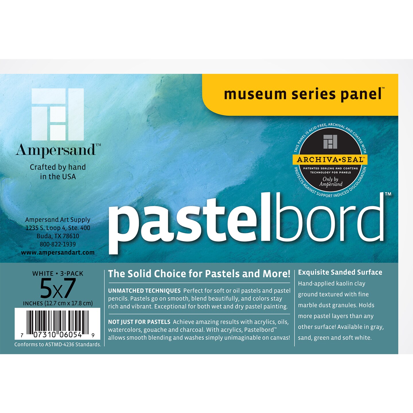 Ampersand Art Pastelbord, 5&#x22; x 7&#x22;, White, 3/Pkg.