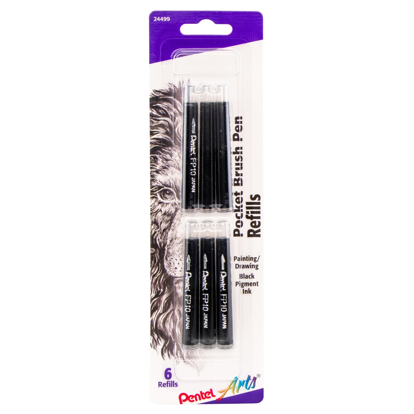 Pentel Pocket Brush Pen Refill, 6/Pkg.