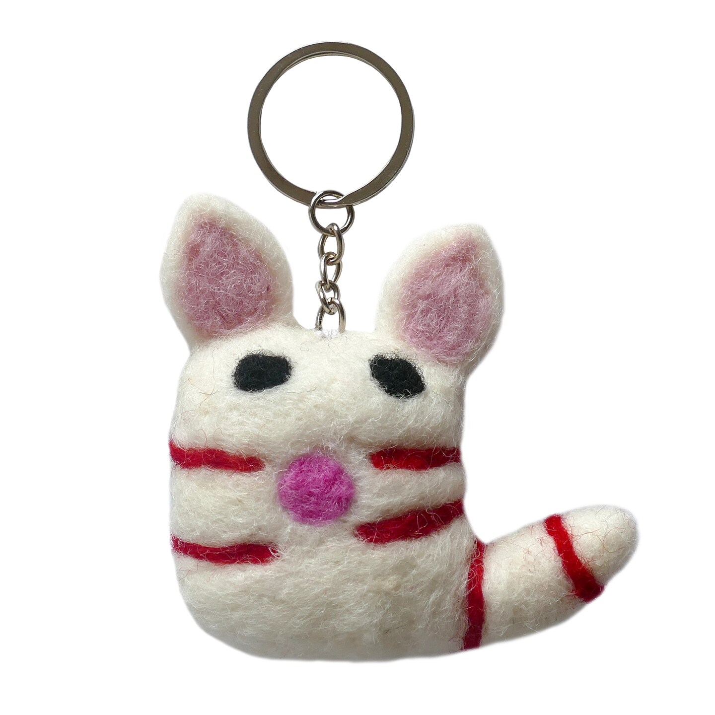FELT KEYRING CAT WHITE
