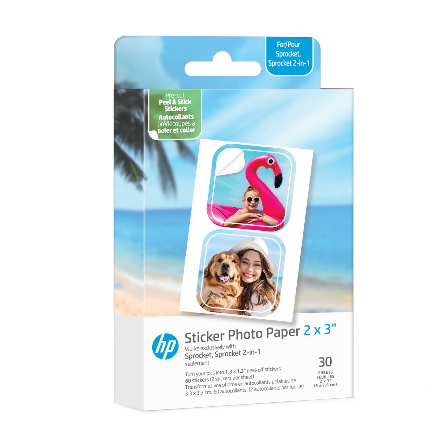 HP Sprocket Pre-Cut Zink Photo Paper 2x3, 30 Sheets, Compatible with HP  Sprocket Photo Printers