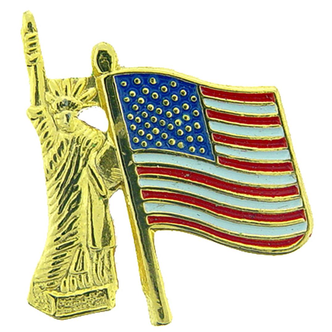 American Flag with Statue of Liberty Pin 1&#x22;