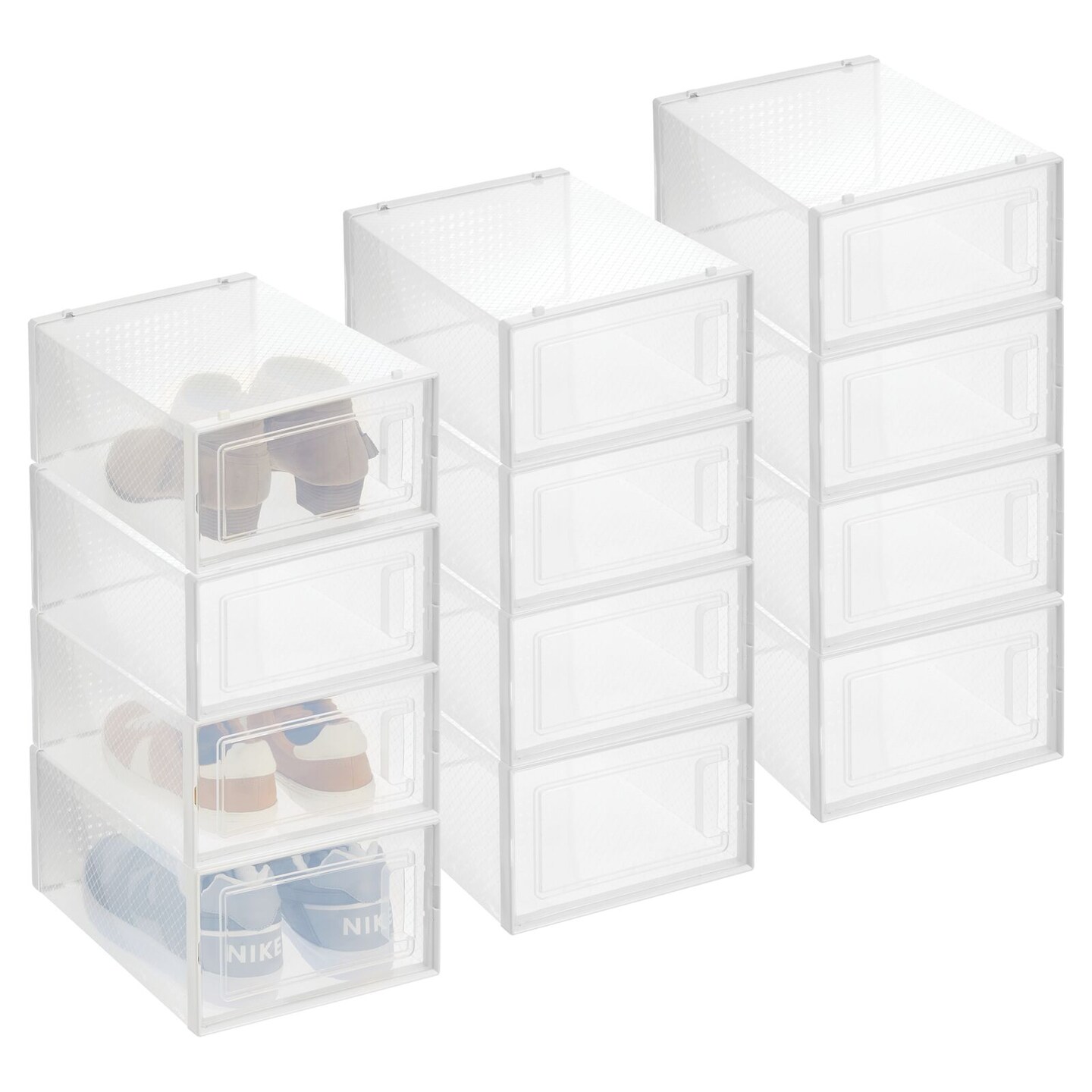 mDesign Plastic Stackable Closet Storage Organizer Bin Containers