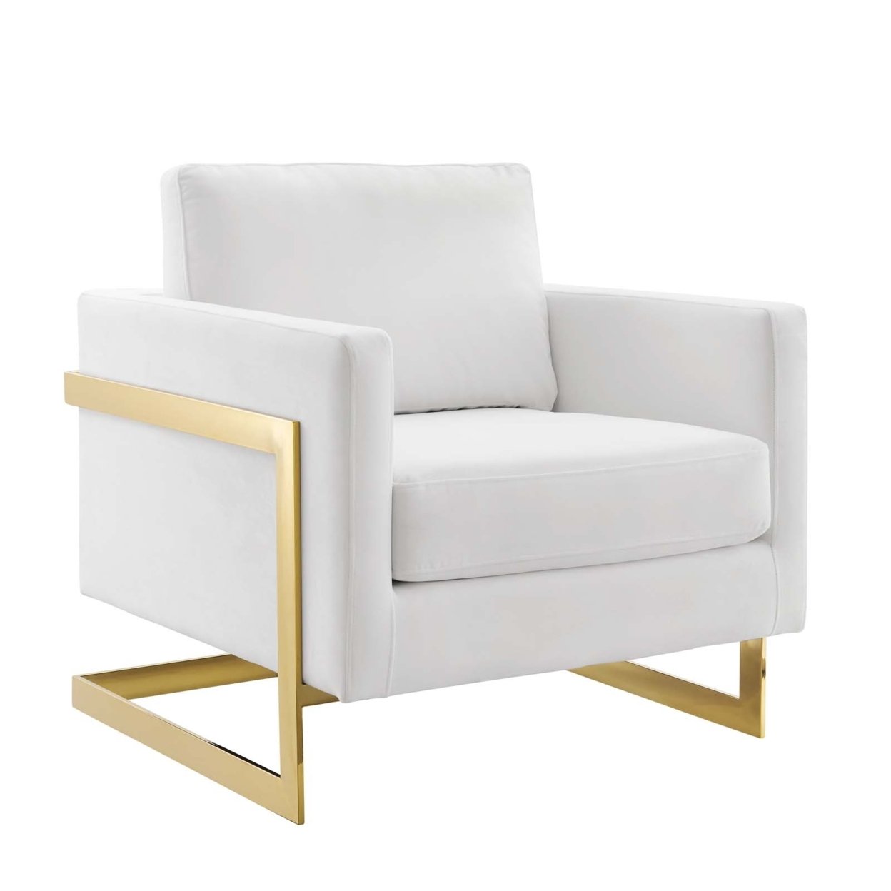 Modway Furniture Posse Performance Velvet Accent Chair, Gold White