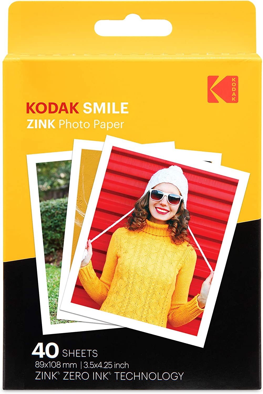 Kodak Zink Photo Paper 3.5x4.25&#x22;, Zink Paper Compatible with Kodak Smile Classic Instant Camera