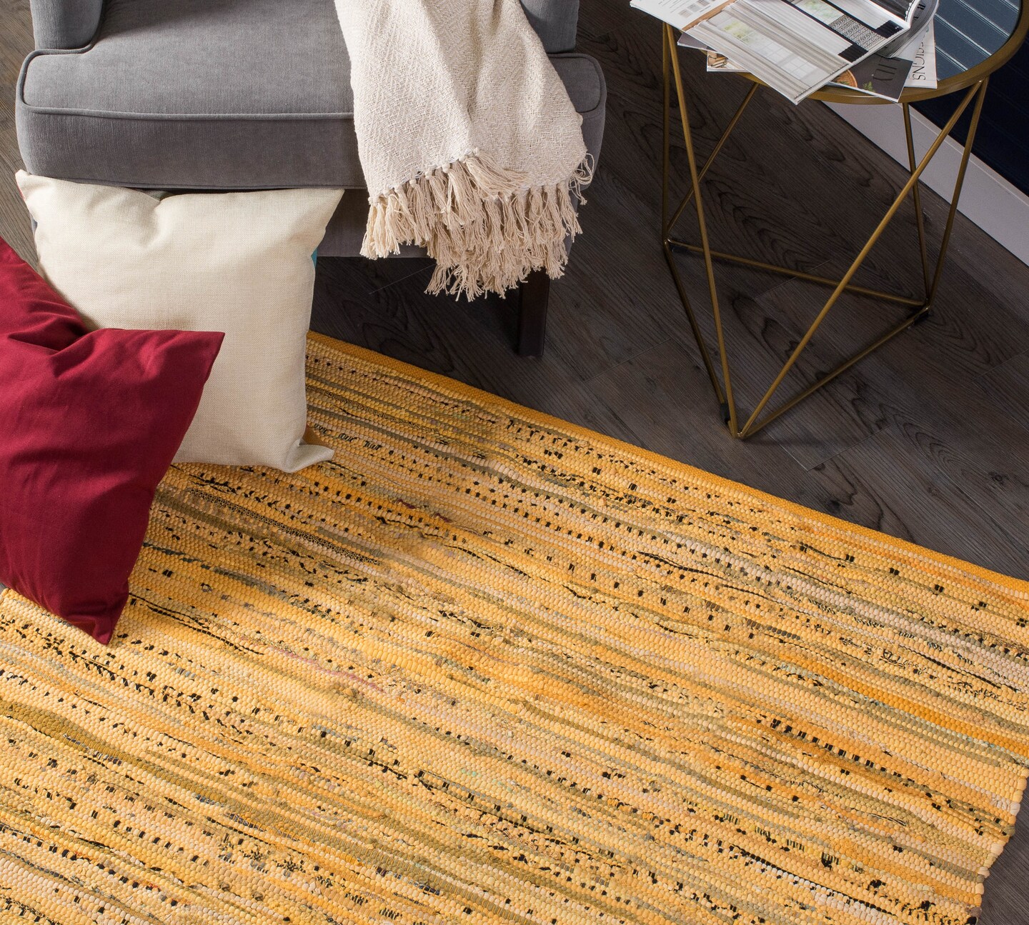 DII Multi Mustard Rag Rug