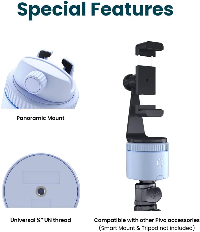 Pivo Pod Lite Auto Face Tracking Phone Holder, 360° Rotation, Handsfree Video Recording - Blue