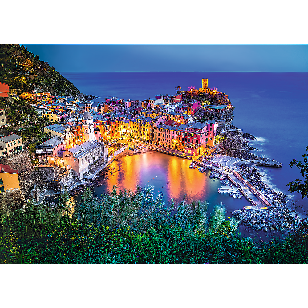 2000 Piece Jigsaw Puzzles, Vernazza At Dusk, Italian Riviera Puzzle, Coast of Italy Puzzle, Adult Puzzles, Trefl 27086