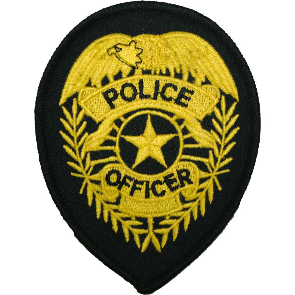 Police Officer Shield Patch Black &#x26; Yellow 3 3/4&#x22;