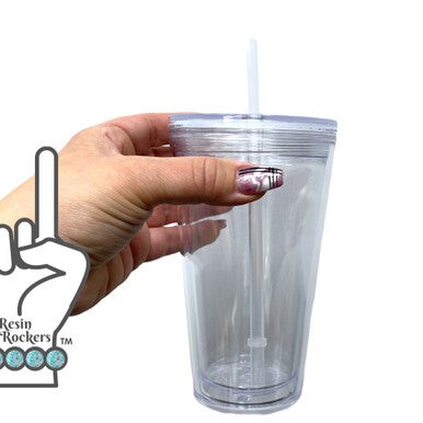 Snow Globe Tumbler Blank Cups with Straw & Clear Lid BPA FREE 16 oz or 24oz