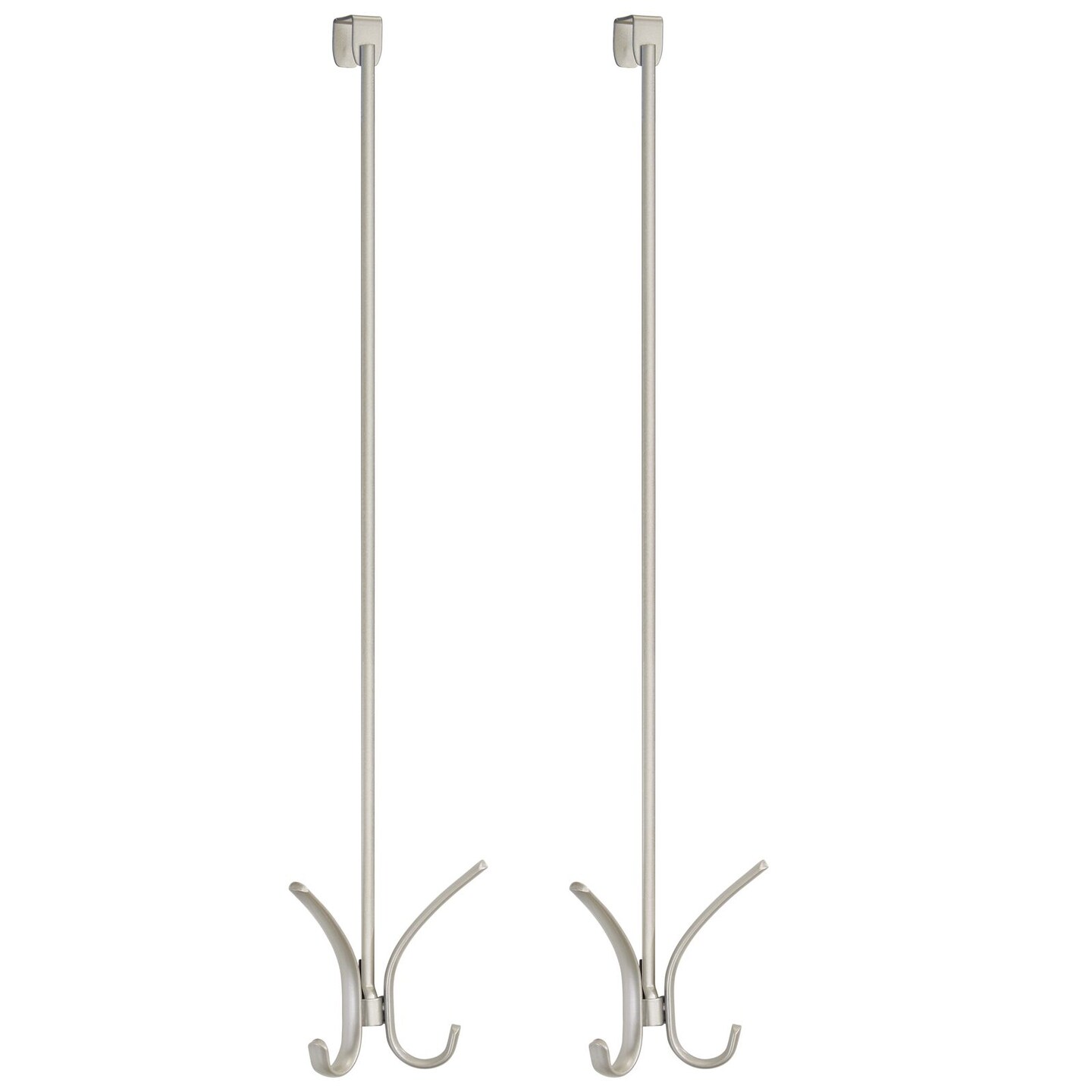 mDesign Metal Over Door Quad 4 Hook Storage Organizer Rack, Tall, 2 Pack