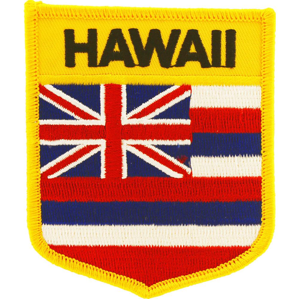 Hawaii State Flag Shield Patch 2 7/8&#x22; x 3 1/2&#x22;