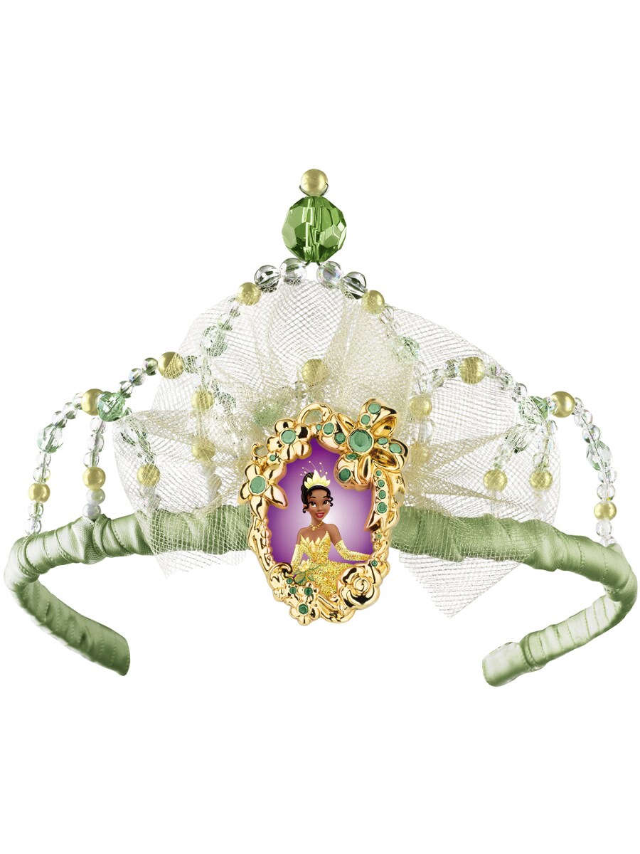 Costume Fairy Princess Tiana Queen Green White Tiara