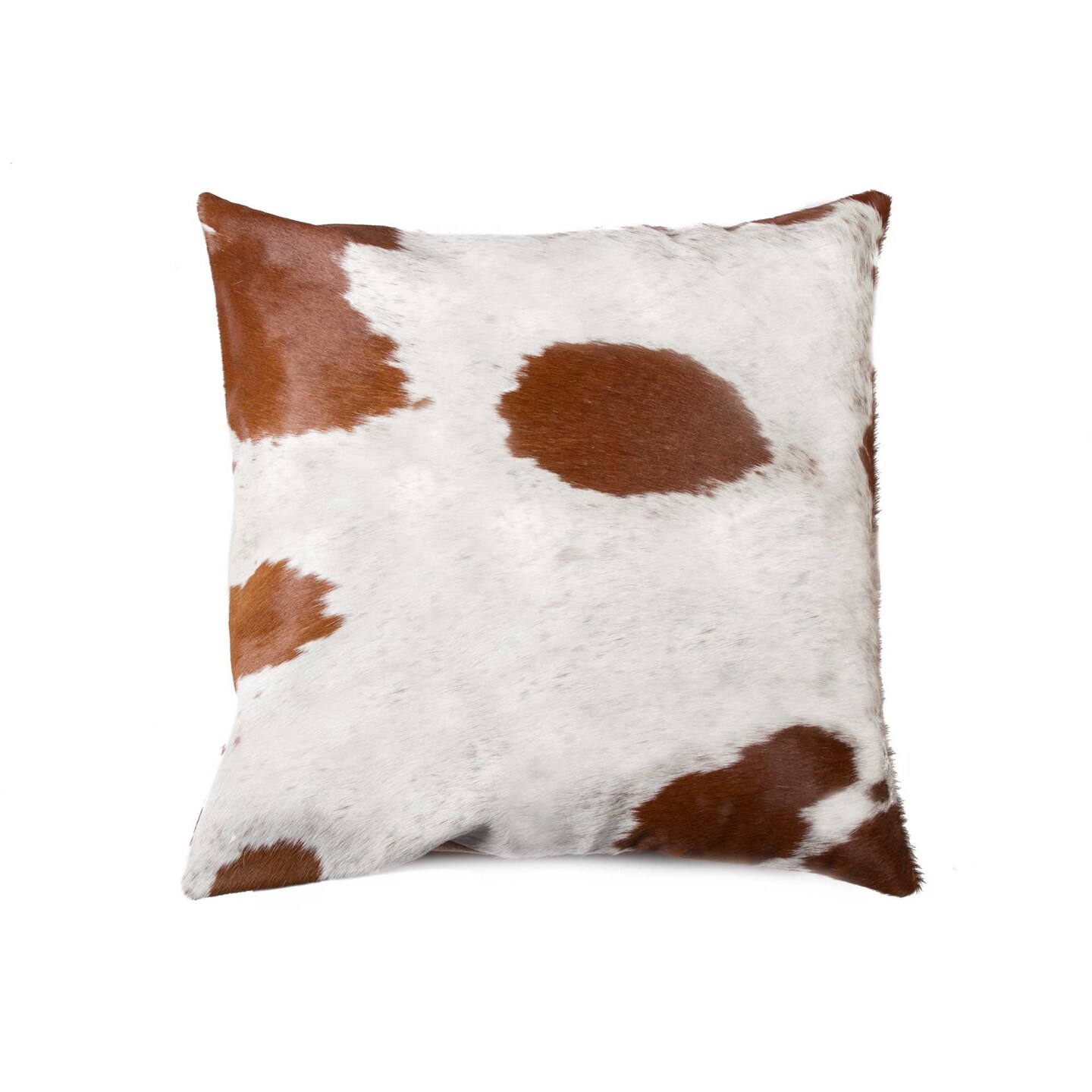 18&#x22; X 18&#x22; X 5&#x22; White And Brown Cowhide  Pillow