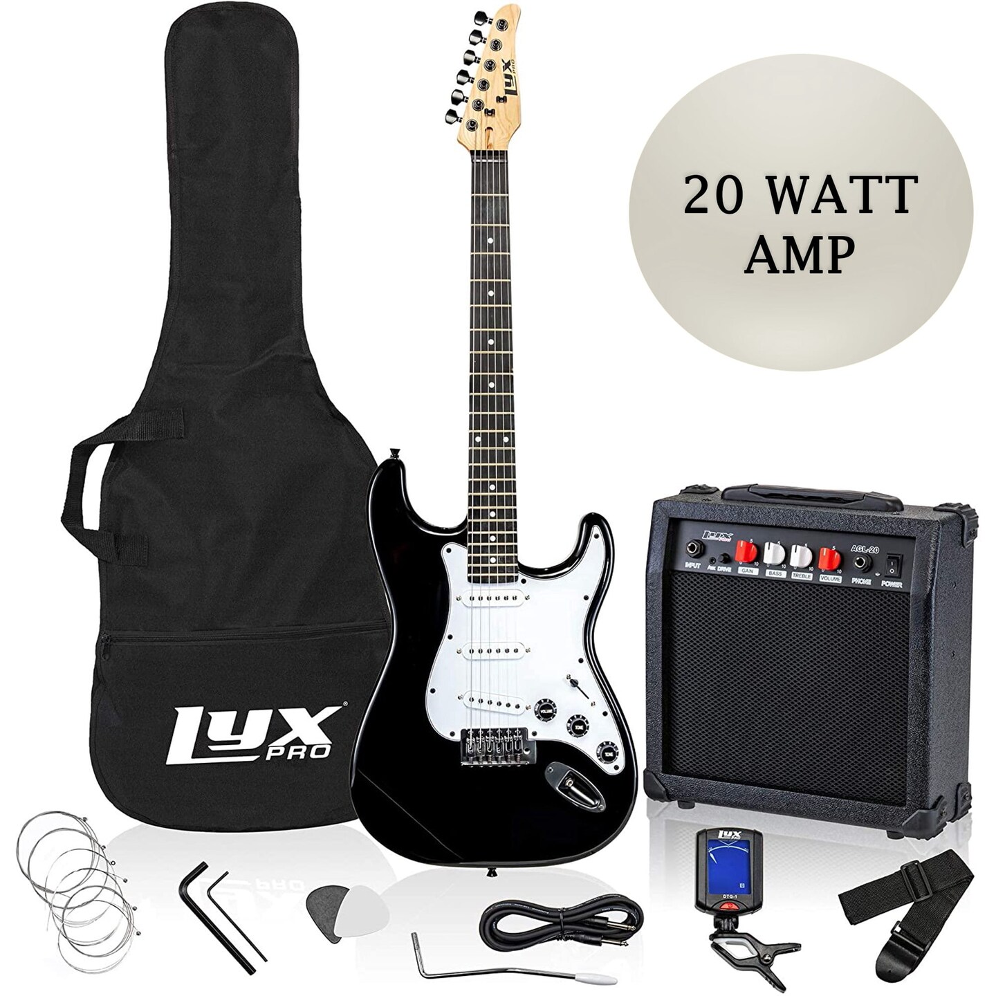 LyxPro Beginner Stratocaster 39” Electric Guitar and Electric Guitar Accessories