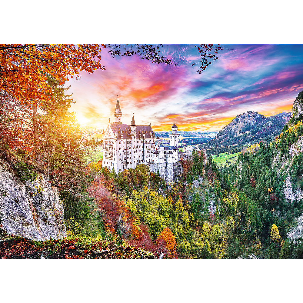 500 piece Jigsaw Puzzles, View of the Neuschwanstein Castle, Germany, Puzzle of Alps, Autumn landscape, Adult Puzzle, Trefl 37427