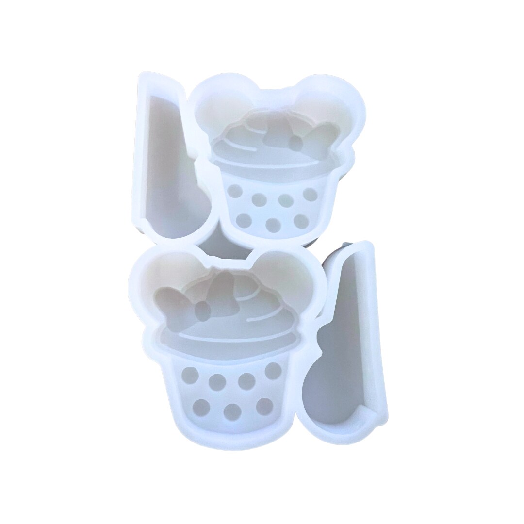 Mrs. Mouse Ear Cupcake Straw Topper Silicone Mold for Epoxy Resin Art