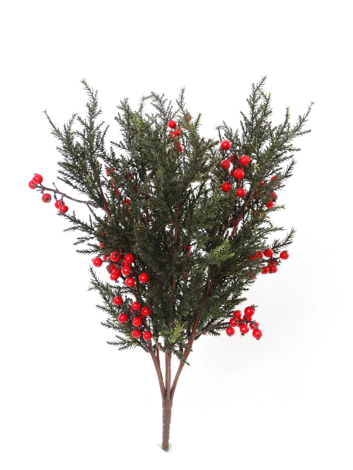 Real Touch Cedar Bush with Red Berries 17Inch Indoor/Outdoor Use