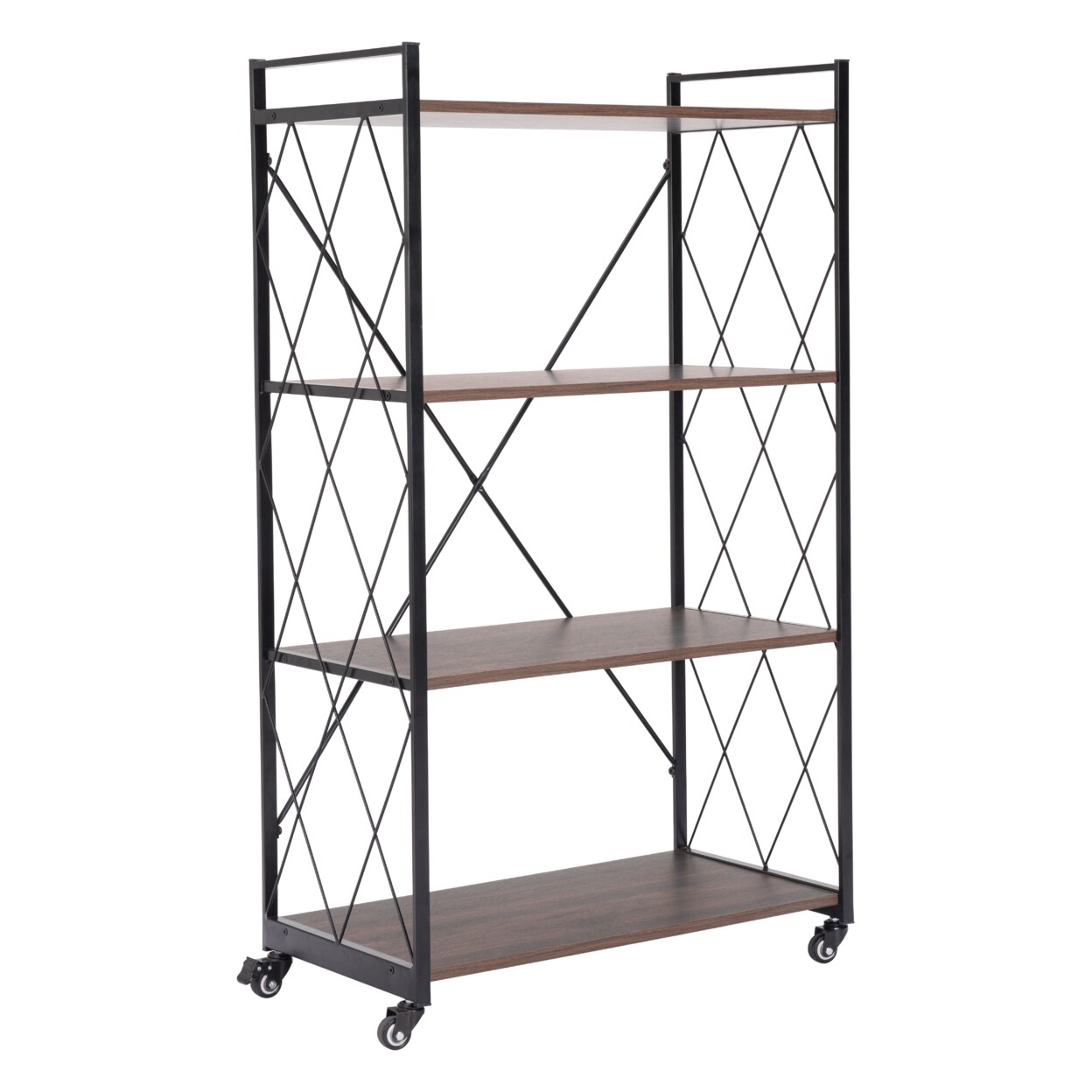 Romania Shelf Brown Black Powder Coated Steel Frame Laminated Shelves Modern