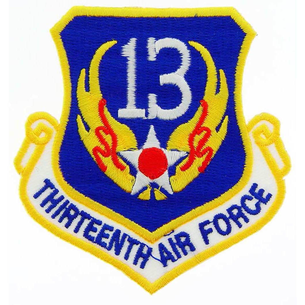 U.S. Air Force 13th Air Force Shield Patch Blue Yellow