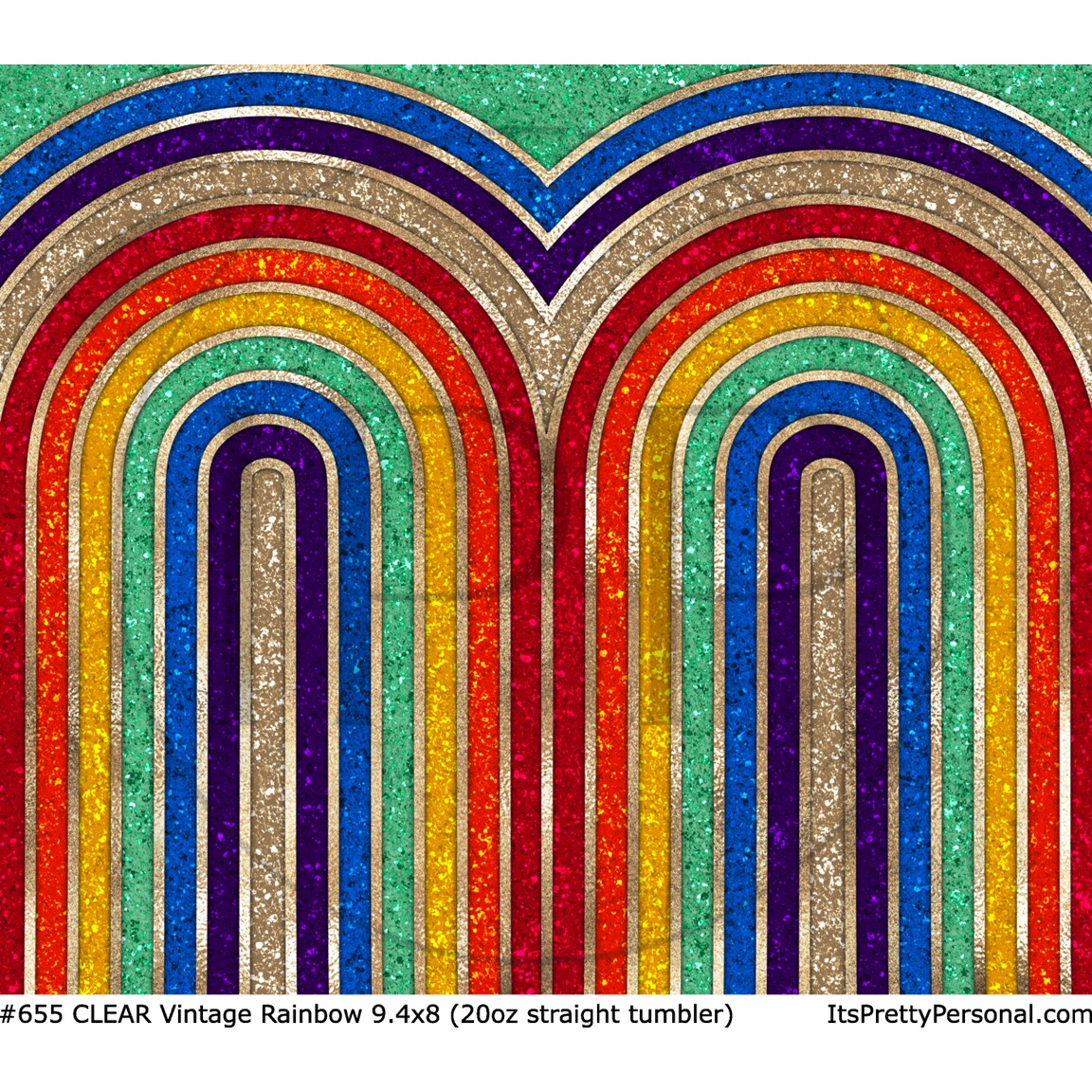 #655 CLEAR- 20oz -Vintage Rainbow 9.4" x 8" Pattern Vinyl Wrap