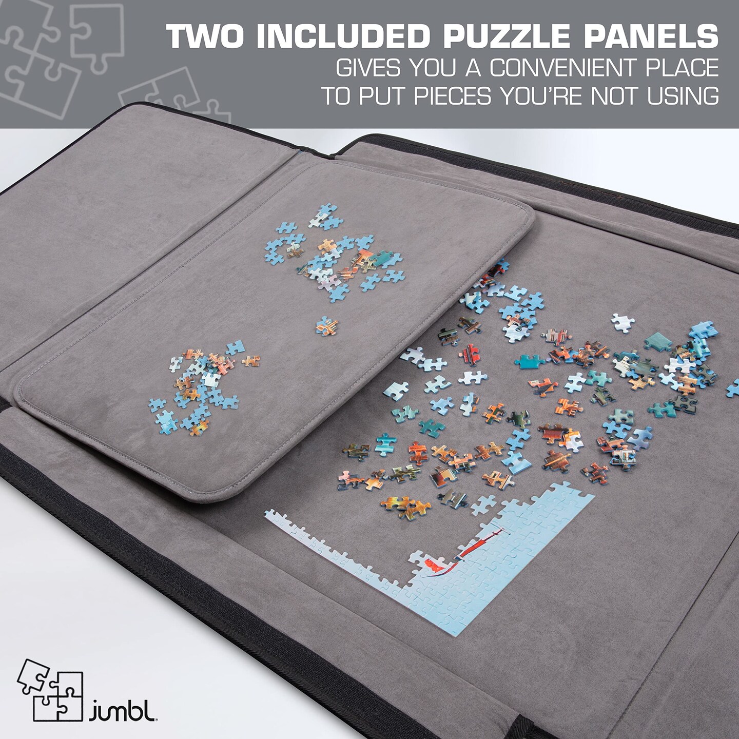 Jumbl Velcro Puzzle Portfolio Caddy, Puzzle Holder W/Puzzle Trays &#x26; Handle for 1,500-Piece Puzzles 