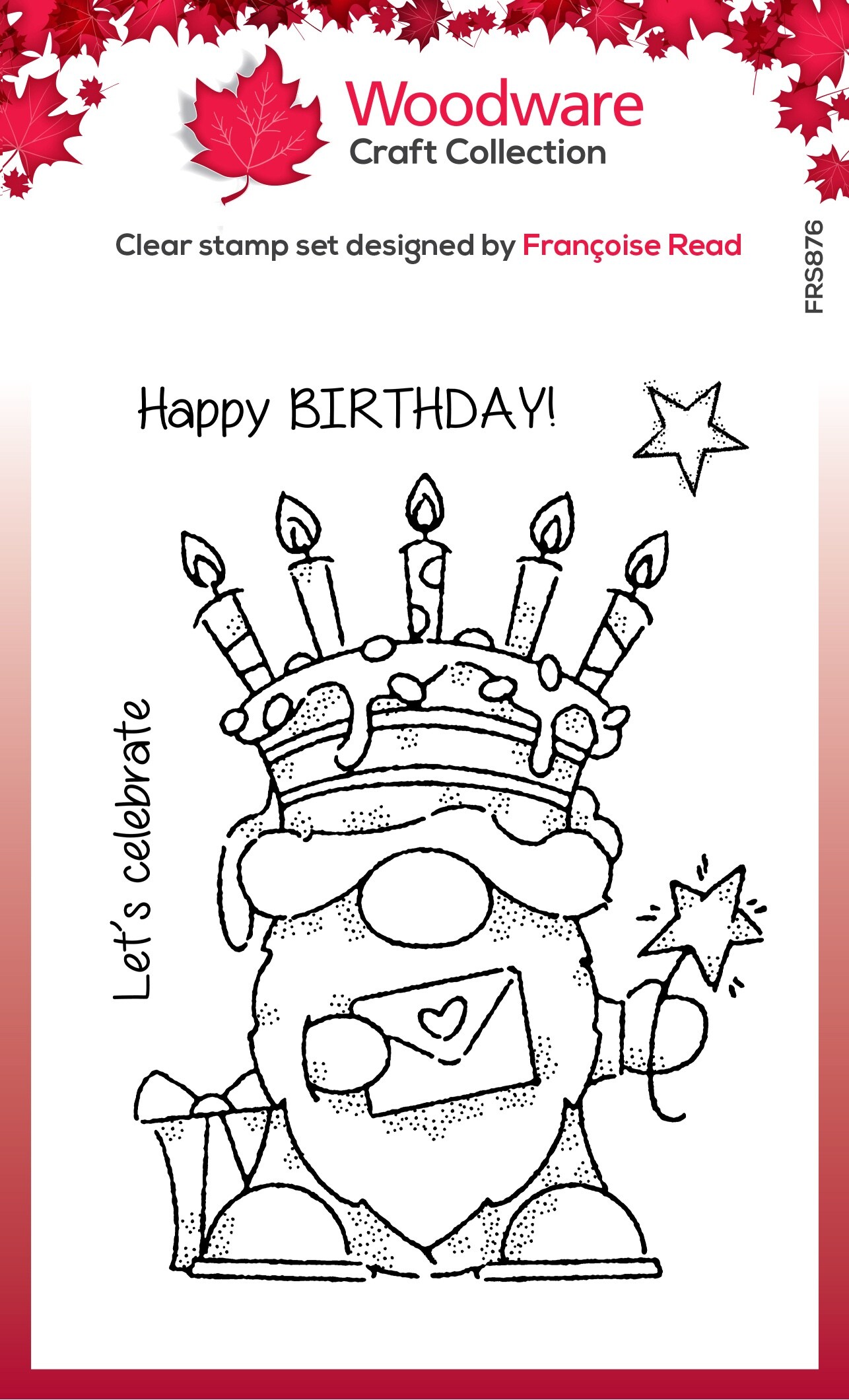 Woodware Clear Stamps 4&#x22;X6&#x22;-Singles Birthday Cake Gnome