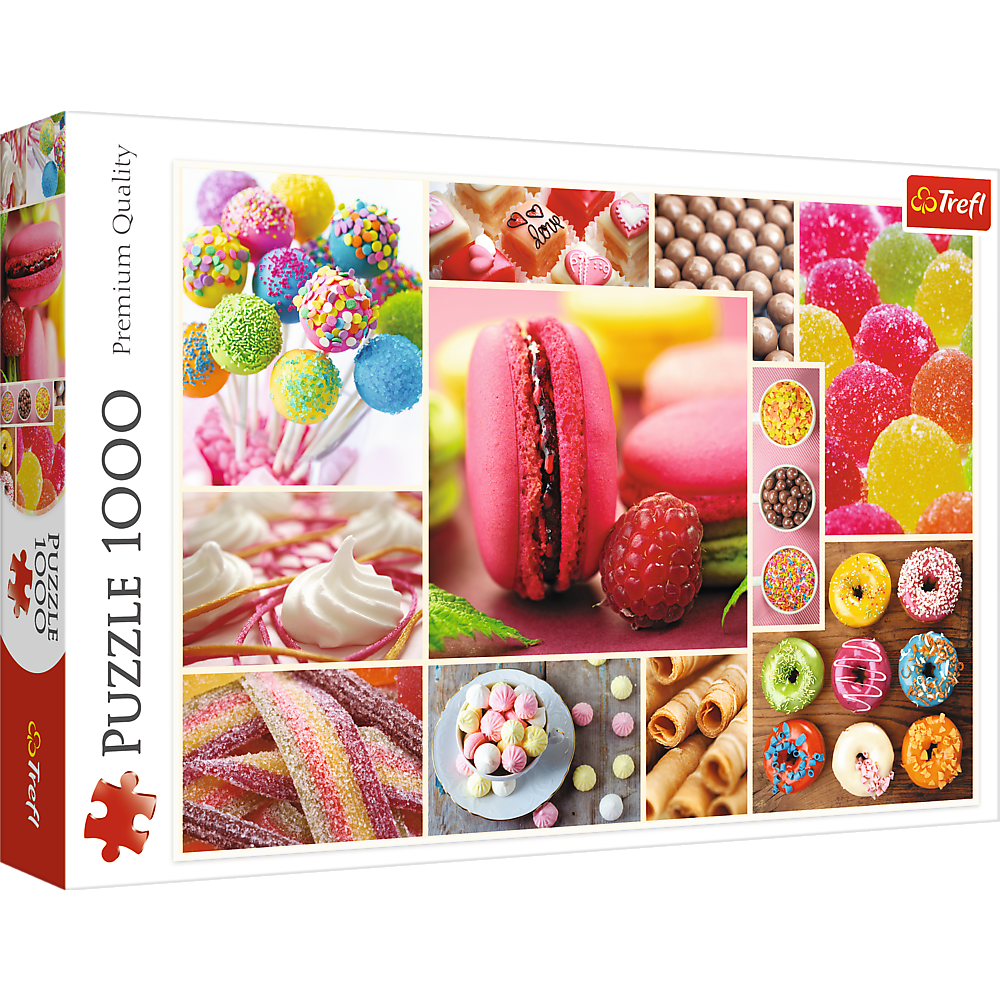 1000 Piece Jigsaw Puzzles, Candy, Collage, Sweets, Macaroons, Donuts, Adult Puzzles, Trefl 10469