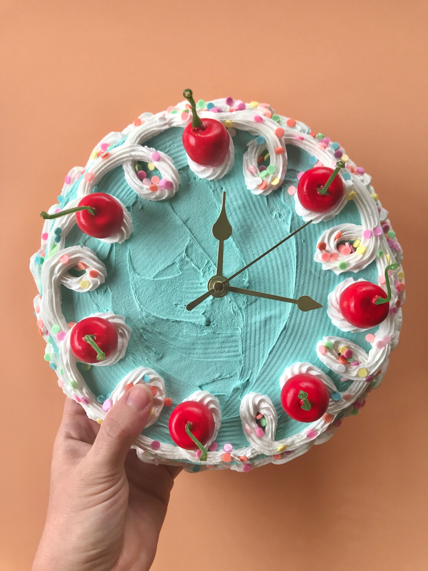 Cake Clock, Decorative Wall Clock, Y2k aesthetic home decor, cute cake home accent, faux cake, dummy cake, unique colorful home decor