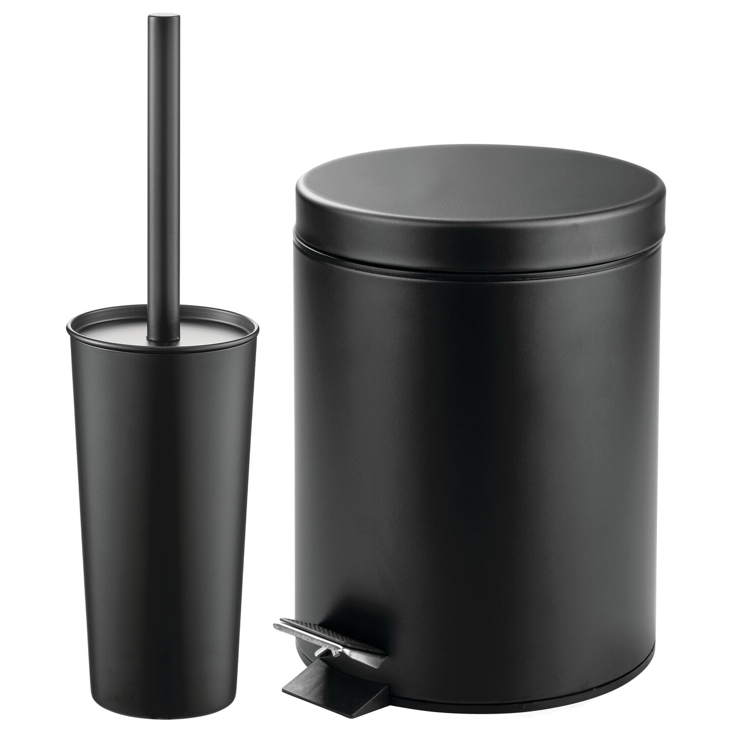 mDesign Toilet Brush Holder and Step Trash Can, 2 Pack