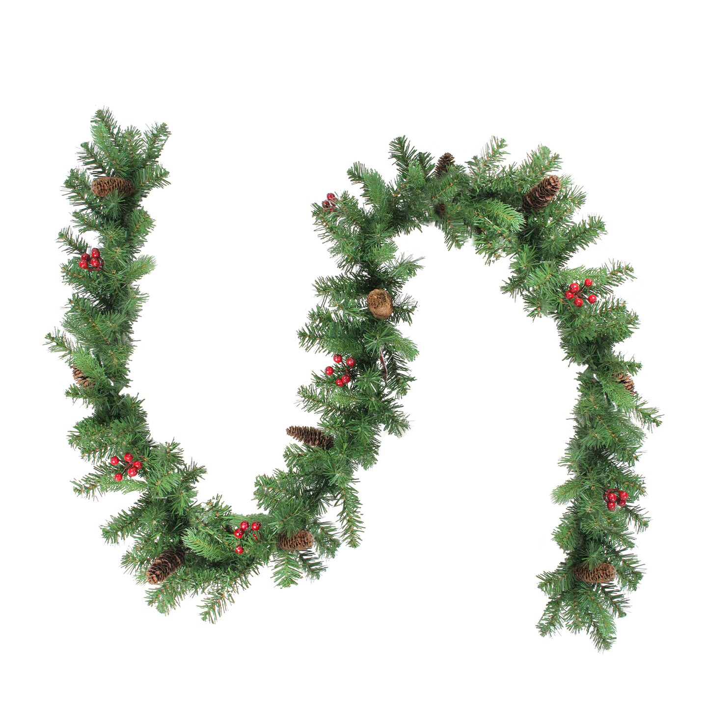 Northlight Real Touch&#x2122;&#xFE0F; Noble Fir with Berries Artificial Christmas Garland - Unlit - 9&#x27; x 10&#x22;