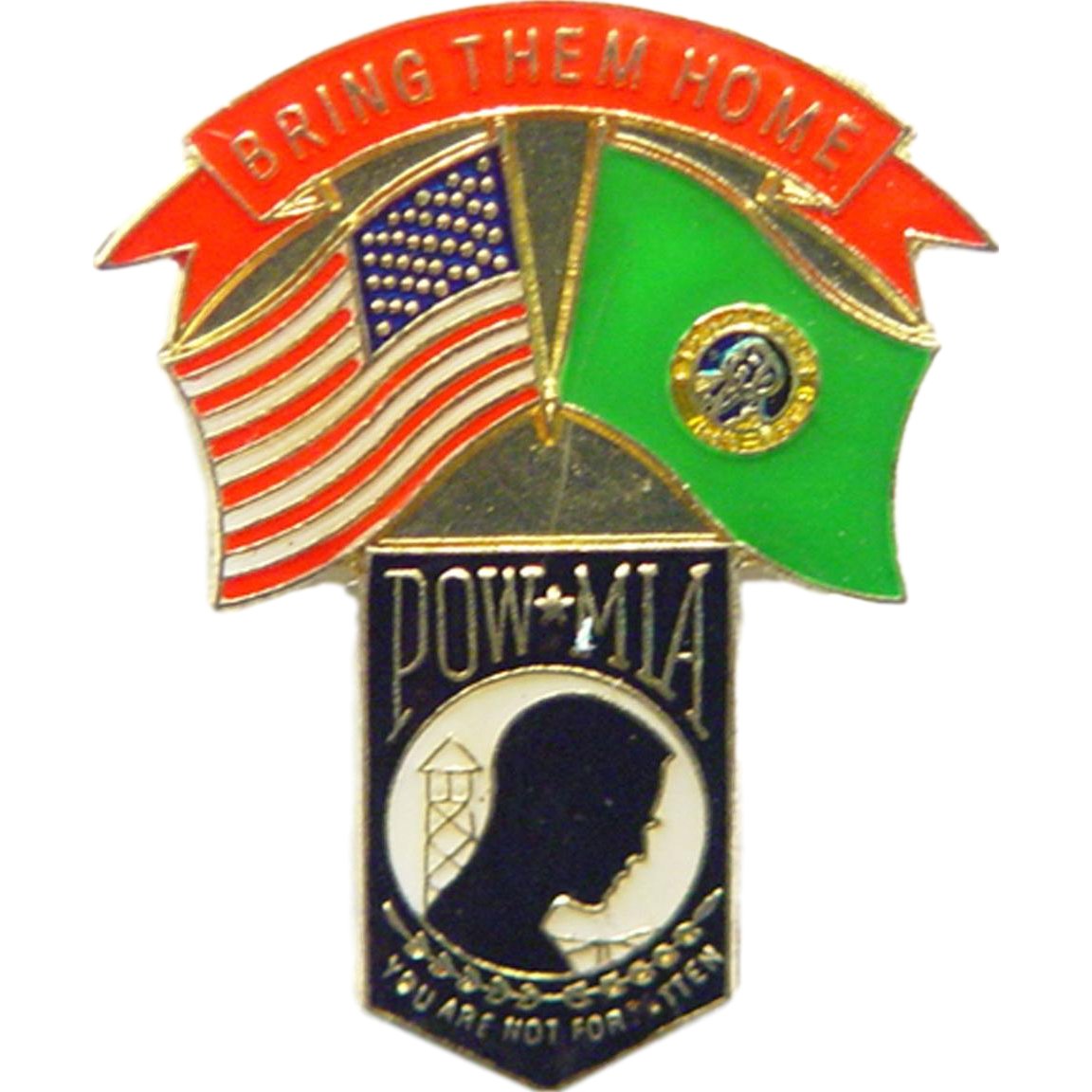 American POW &#x26; Washington Flags Pin 1 1/4&#x22;