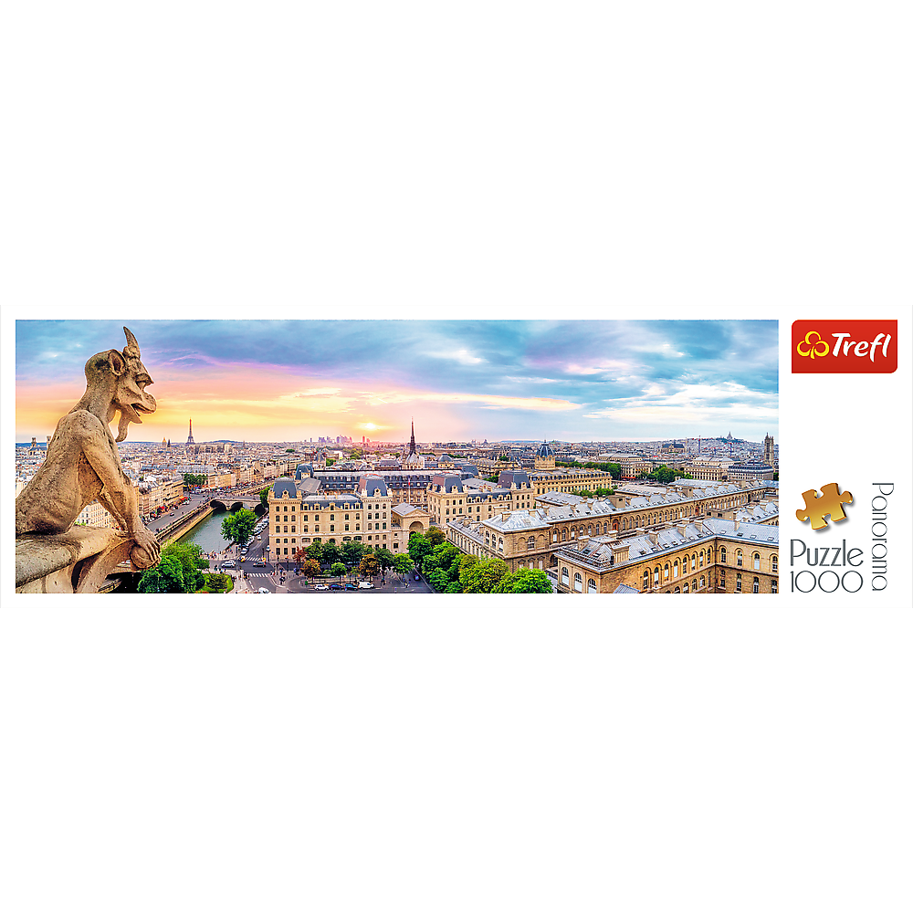 Panorama 1000 Piece Jigsaw Puzzles, View from The Cathedral of Notre-Dame De, Paris Puzzle, Puzzle of France, Gargoyles, Adult Puzzles, Trefl 29029