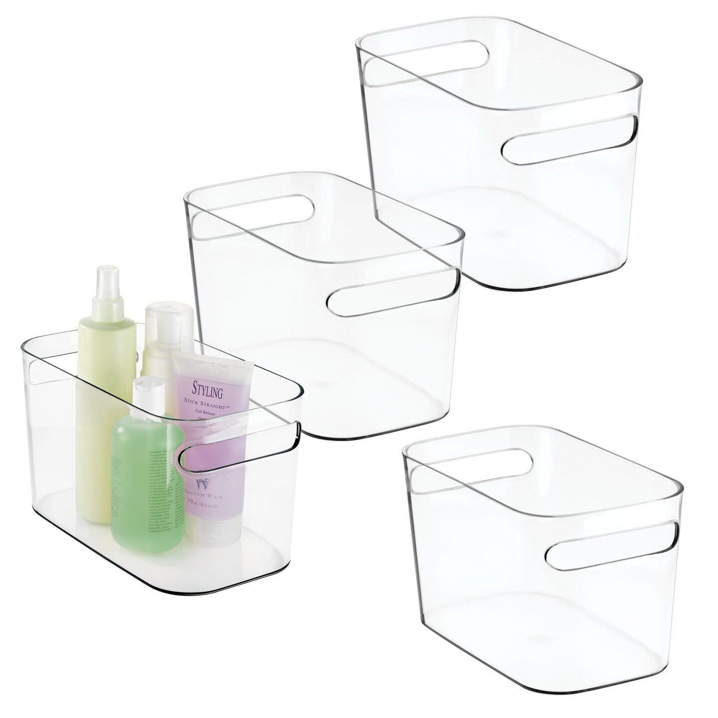 mDesign Plastic Bathroom Vanity Storage Organizer Bin, 10" Long, 4 Pack