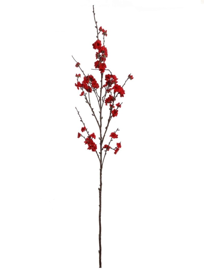 6-Pack: 49&#x22; Artificial Red Plum Blossom Stems - Realistic Silk Blooms