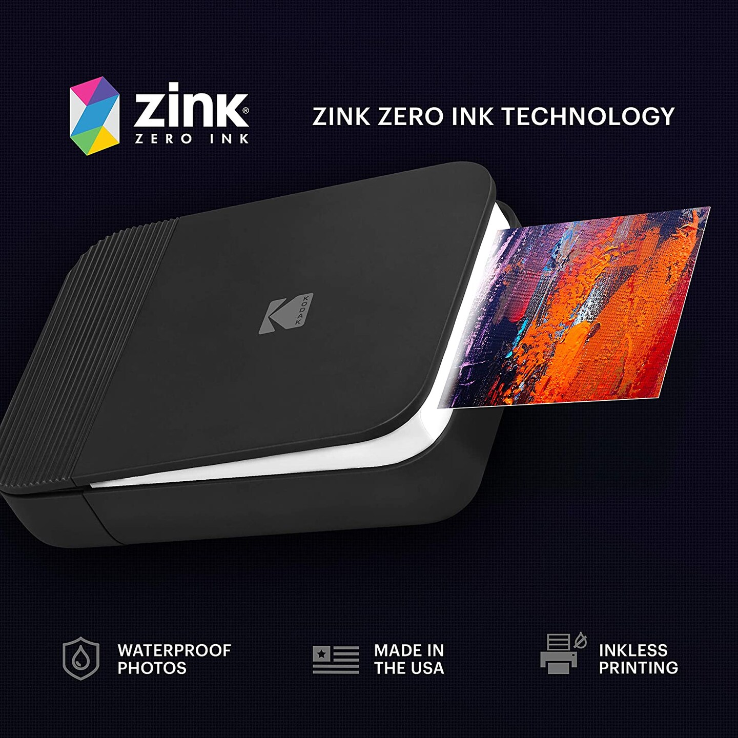 Kodak Smile Digital Instant Photo Printer for iOS &#x26; Android with Bluetooth &#x26; 2x3 Zink Zero Ink Technology
