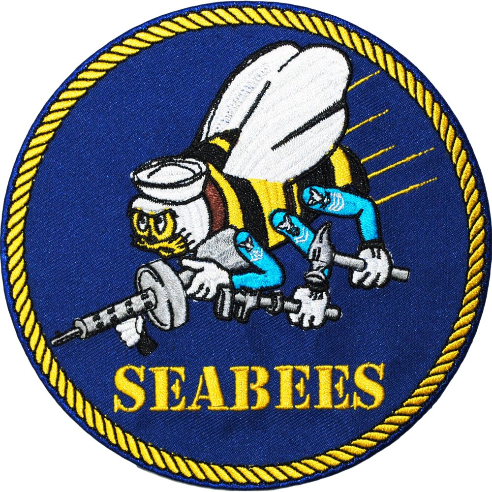 Eagle Emblems Patch-US Navy, Seabees, Logo (5&#x22;)