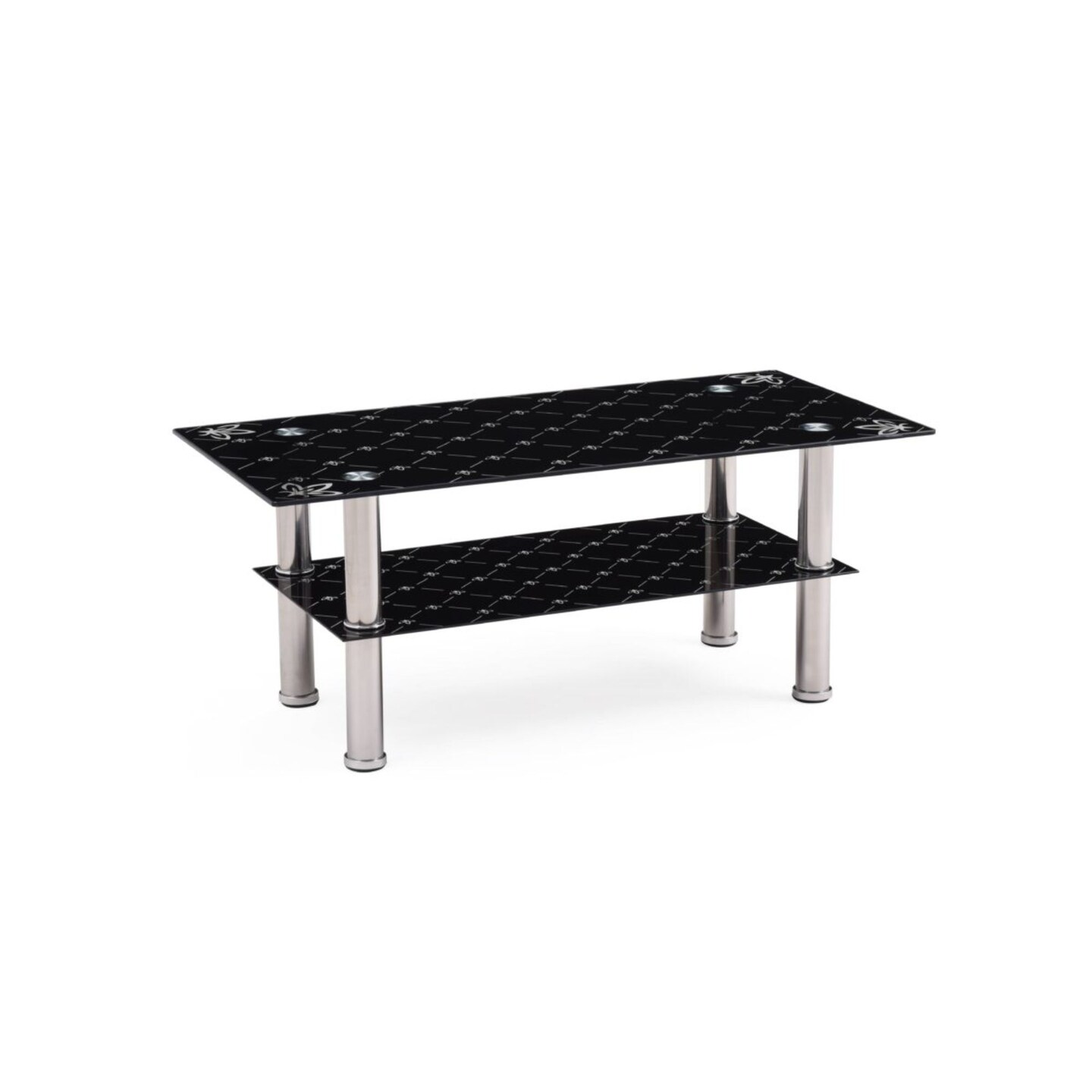Contemporary Home Living 39.25" Black and Silver Tempered Glass Coffee Table