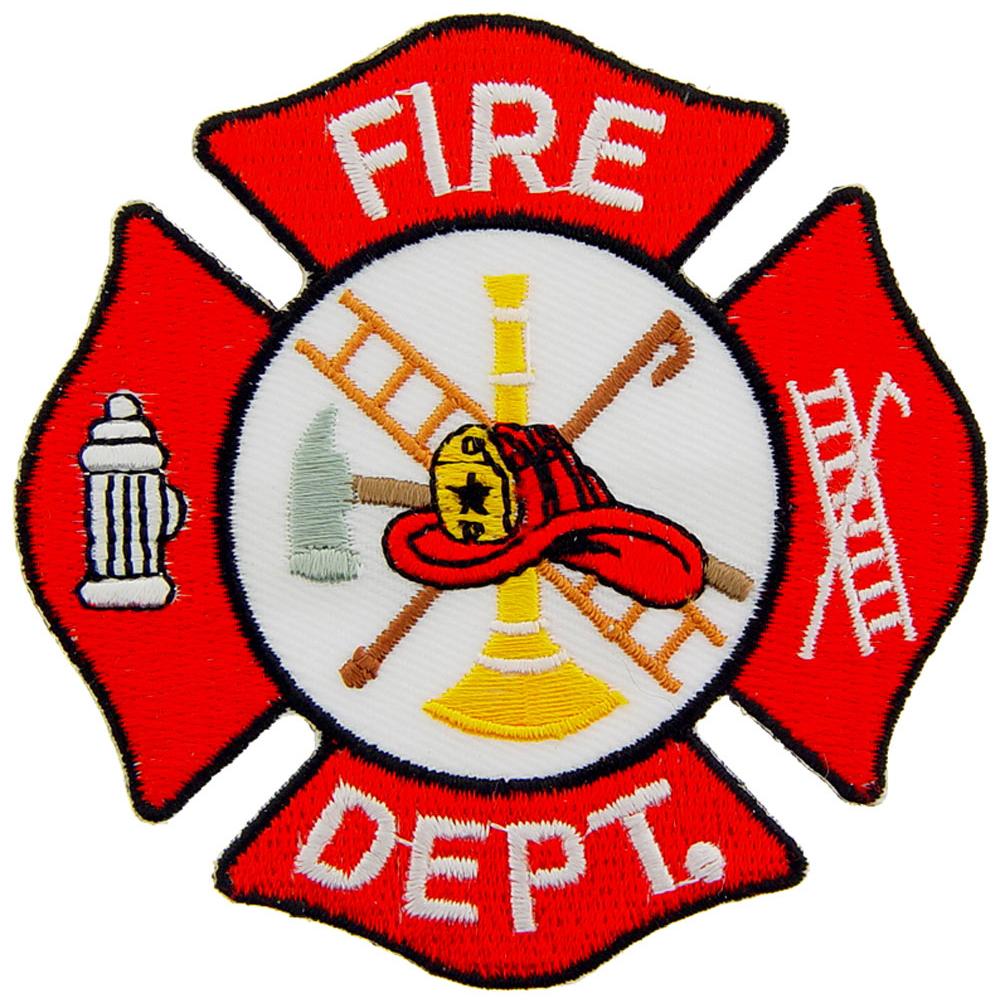 Fire Department Logo Patch Red &#x26; White 3&#x22;