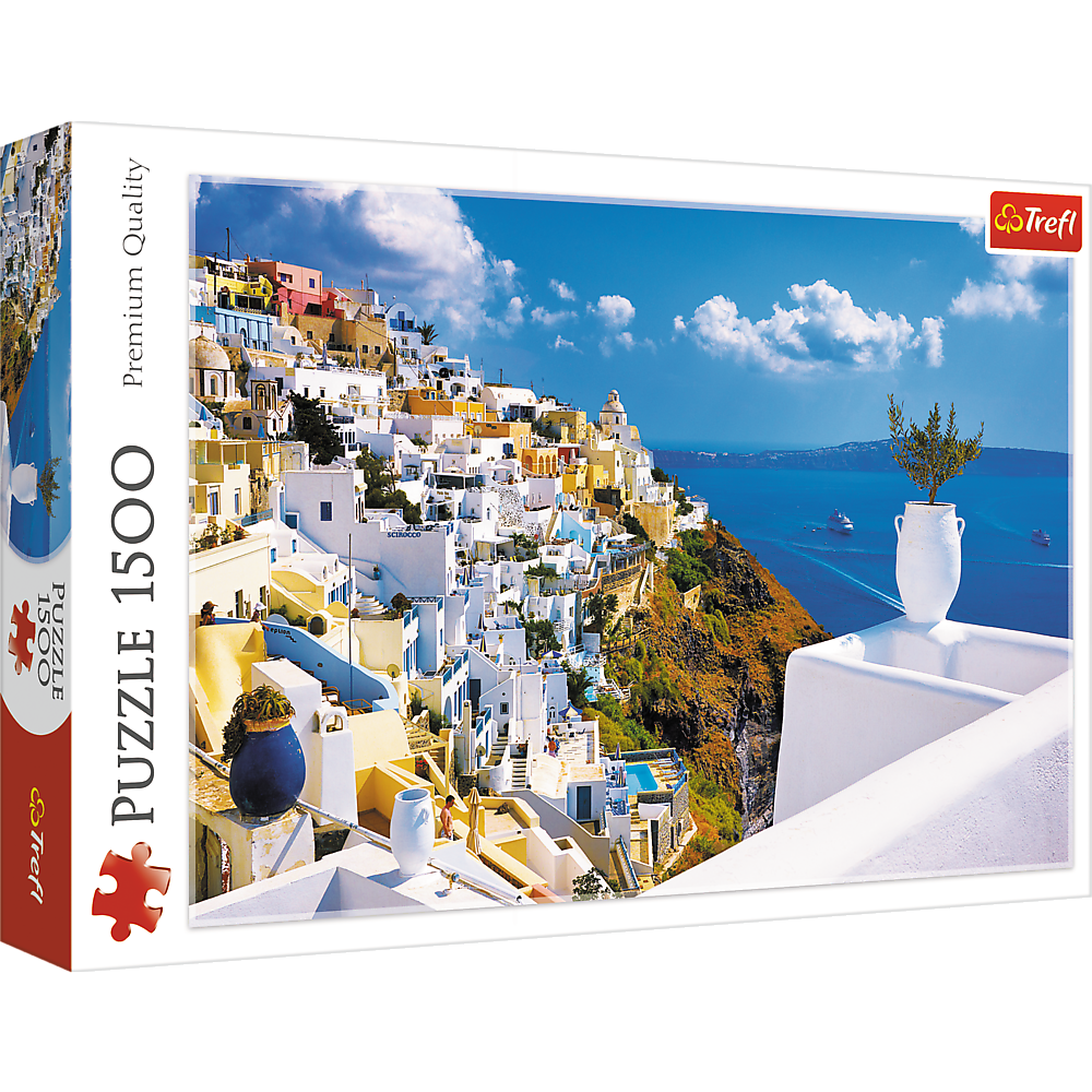 1500 Piece Jigsaw Puzzles, Santorini, Puzzle of Greece, Island Paradise Puzzle, Adult Puzzles, Trefl 26119