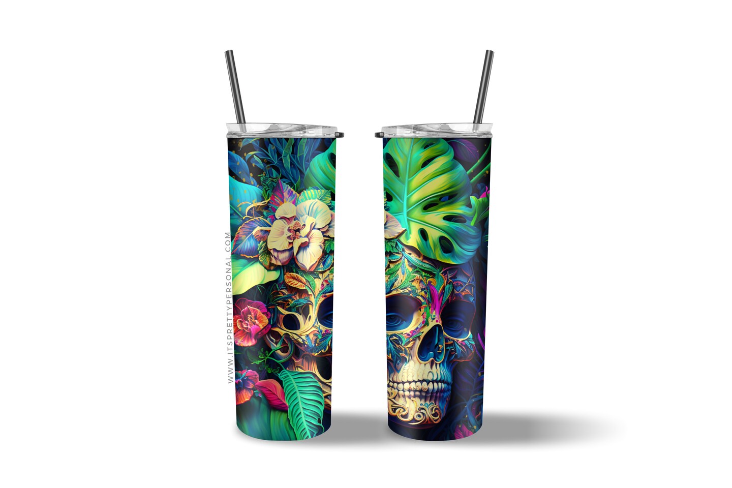 #226 CLEAR- 20oz -Spooky Seas Skull 9.4&#x22; x 8&#x22; Pattern Vinyl Wrap