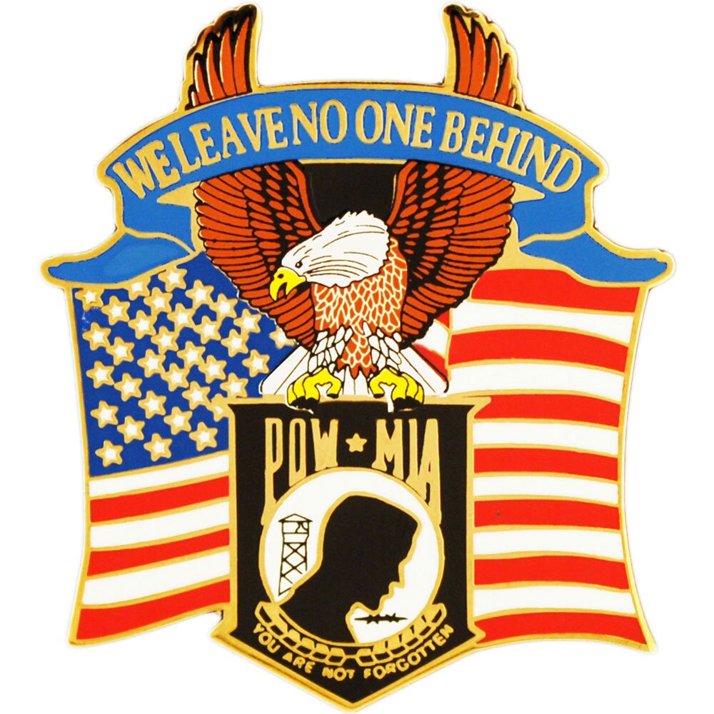 EagleEmblems Pin-Pow*Mia, Eagle-Usa "We Leave No One Behind" (1-3/4")