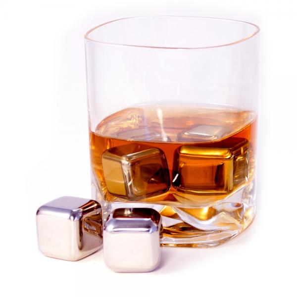 GC Home & Garden Pack of 4 Stainless Steel Cubes with a Velvet Pouch Box 6.5"