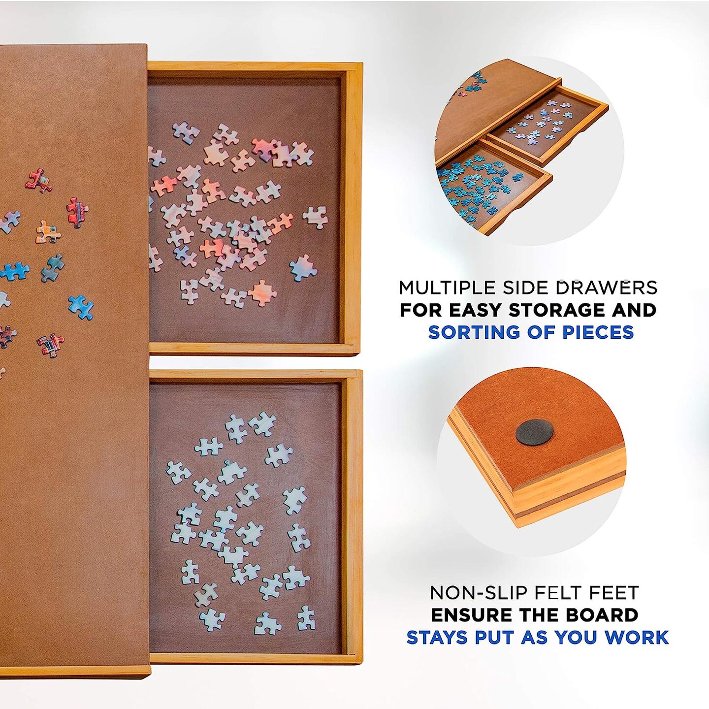 Jumbl 1000 Piece Puzzle Board, 23&#x201D; x 31&#x201D; Wooden Jigsaw Puzzle Table &#x26; Trays