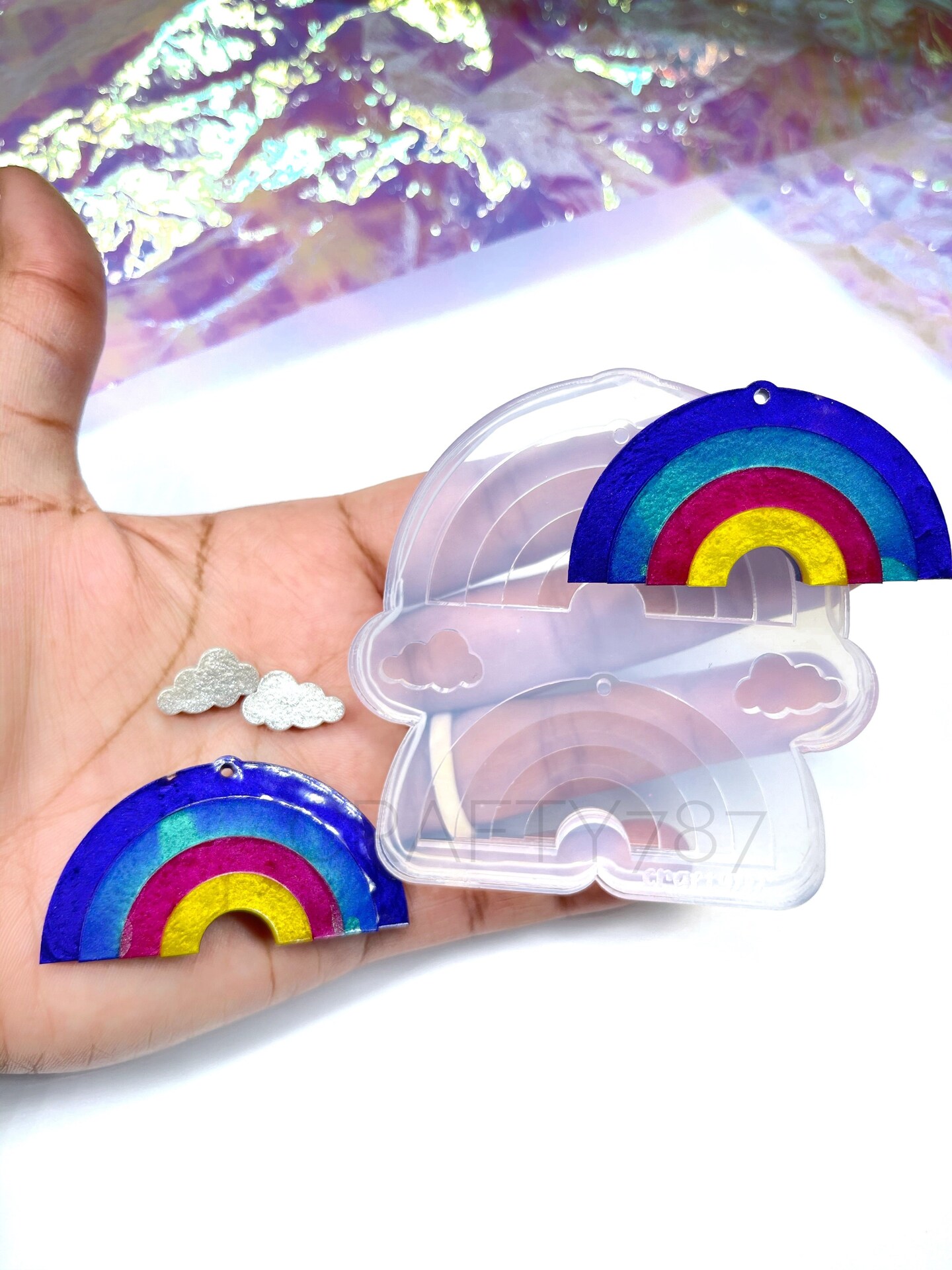 Rainbow Dangle Layered + Cloud Stud Earring Silicone Mold (C10)