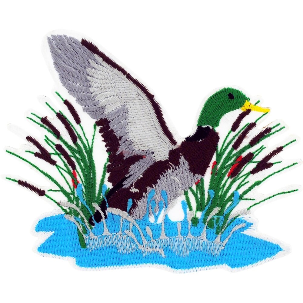 Mallard Duck Patch White &#x26; Blue 3&#x22;