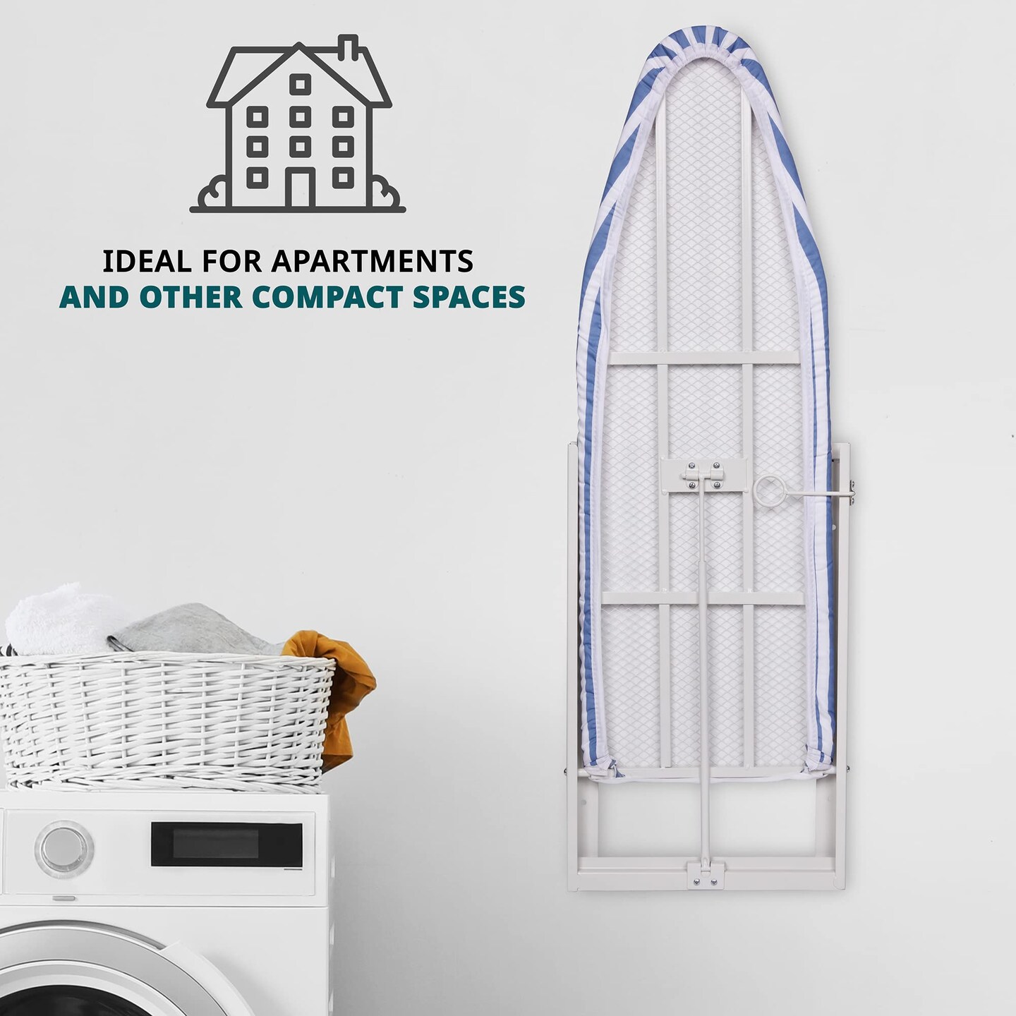 Ivation Foldable Ironing Board Compact Wall-Mount with Removable Cover