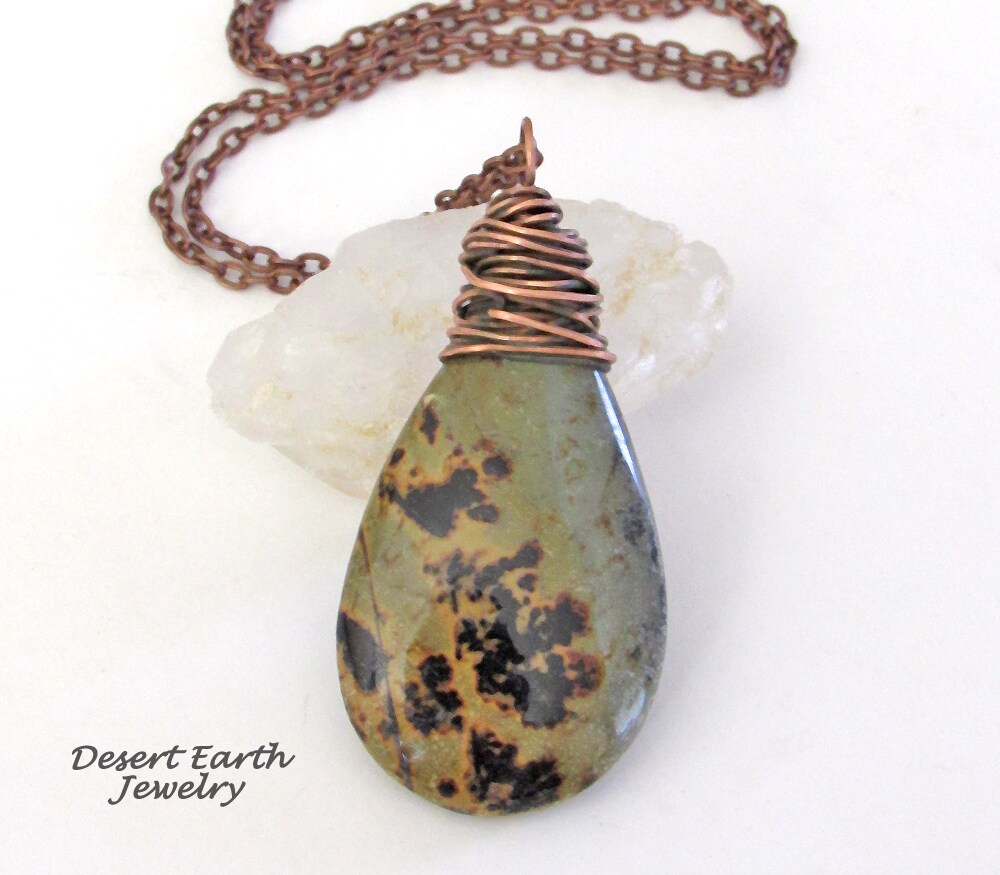 Dendrite Necklace, Bohemian Wire Wrapped Nature Inspired Copper Jewellery, Dendrite Pendant, Gift for Nature on sale Lover