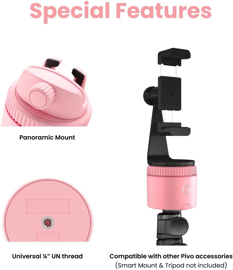 Pivo Pod Lite Auto Face Tracking Phone Holder, 360° Rotation, Handsfree Video Recording - Pink