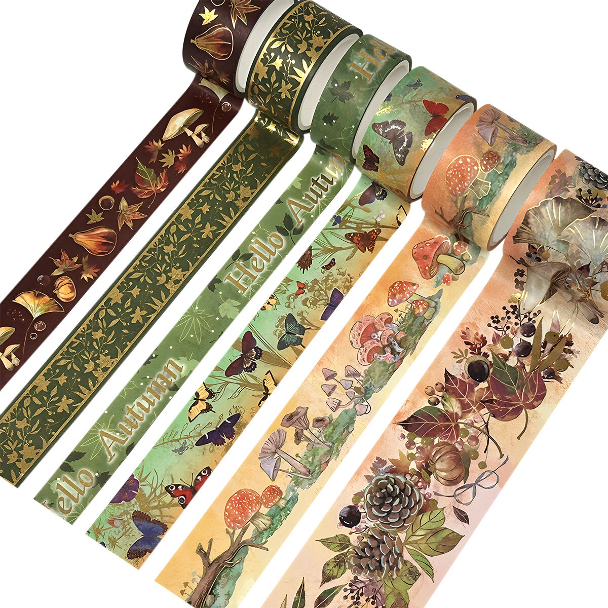 Wrapables Nature Metallic Foil Washi Tape Set for Scrapbooking, Stationery, Diary, Card Making
