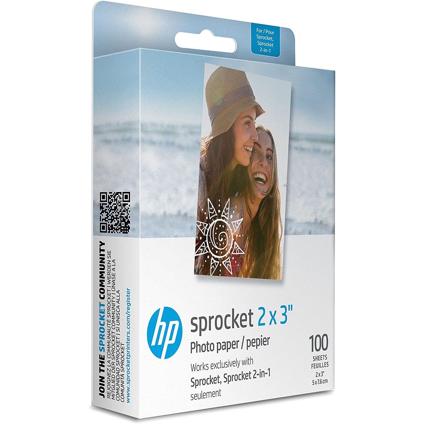 HP Sprocket Sticky Back Zink Photo Paper 2x3, Photo Paper Compatible with HP  Sprocket Photo Printers